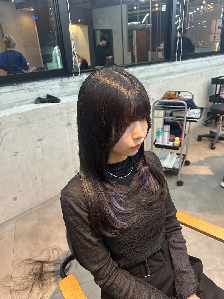 セミロング カラー ダブルカラー レイヤーカット Angelica 中田航のヘアスタイル
