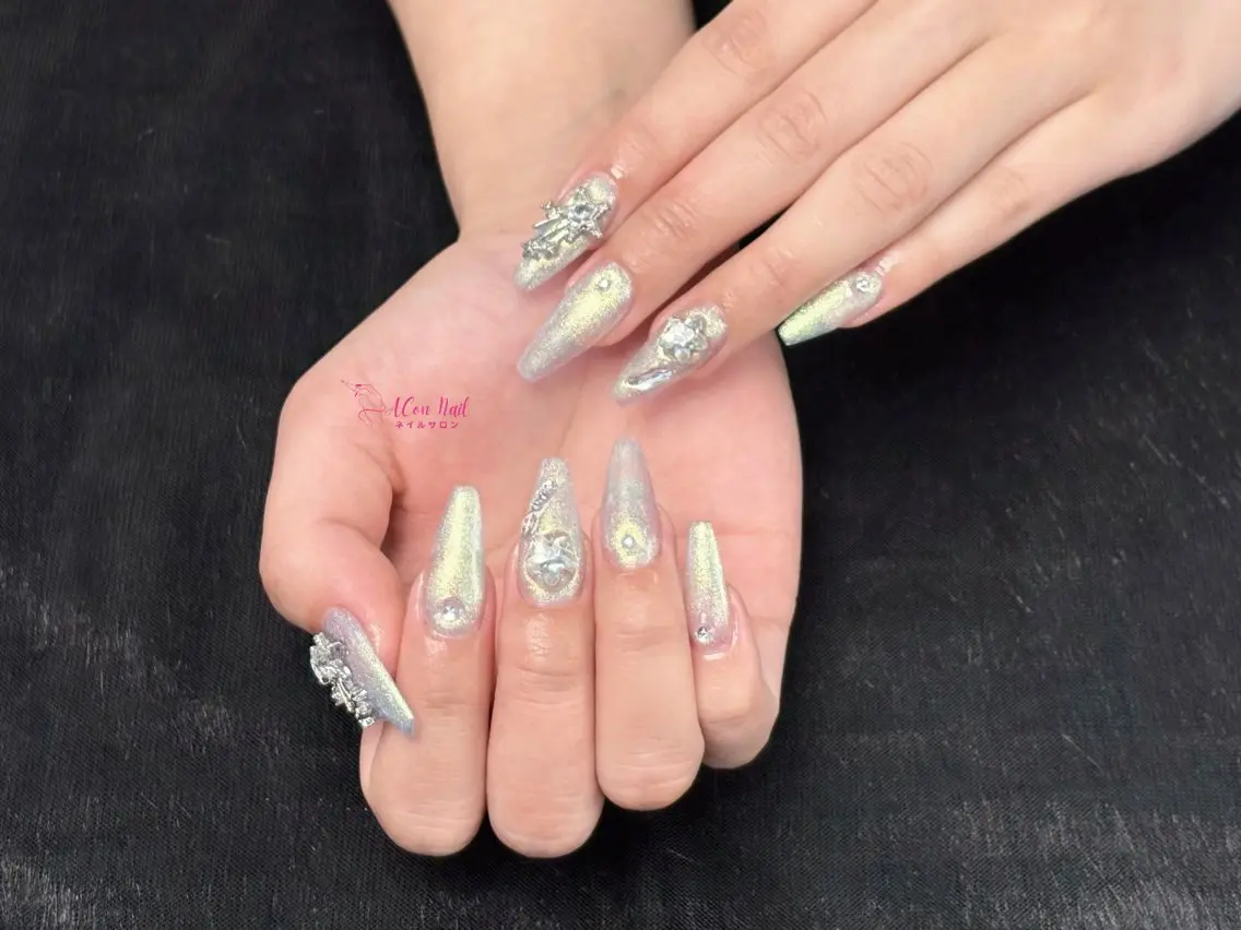 ネイル 桜ネイル 長さ出し フラワーネイル フレンチネイル ジェルネイル ACon NailSalonのネイルデザイン