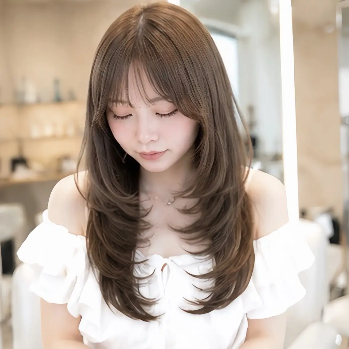 ロング カット レイヤー/顔まわり /縮毛矯正/おばかんのヘアスタイル