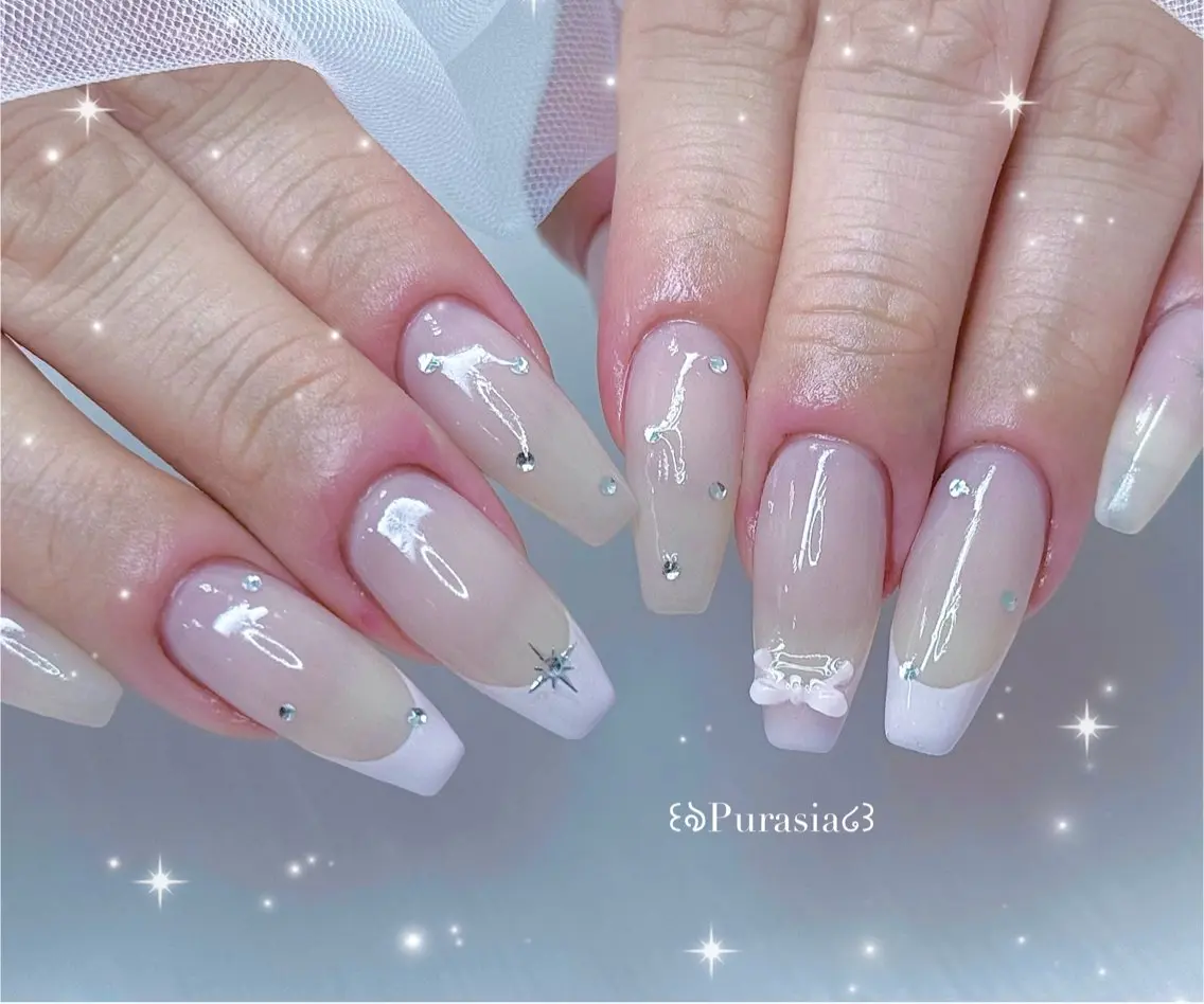 ネイル フレンチネイル シンプルネイル ワンホンネイル ハンドネイル Purasia✿高橋 マグ/ワンホン/地雷のネイルデザイン