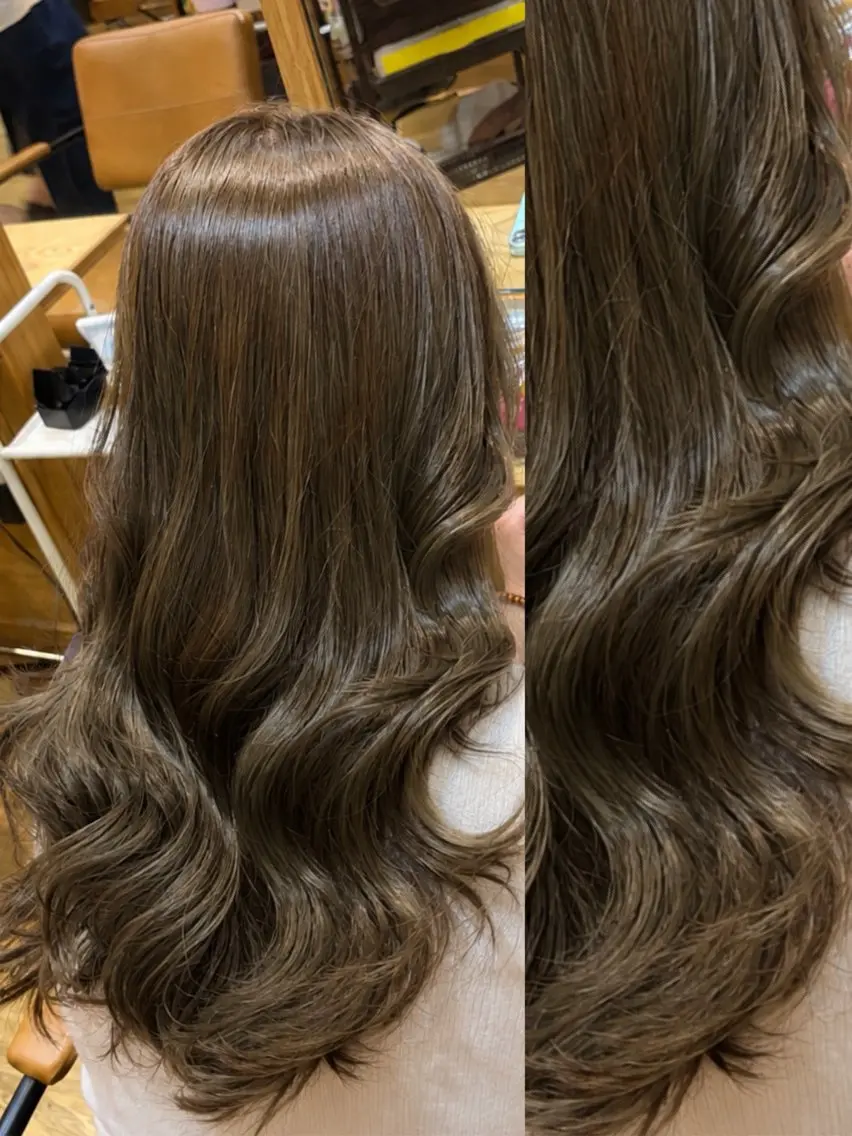 ロング カラー ヘアカラー トリートメント 👑髪質改善Wカラー 👑アユカのヘアスタイル