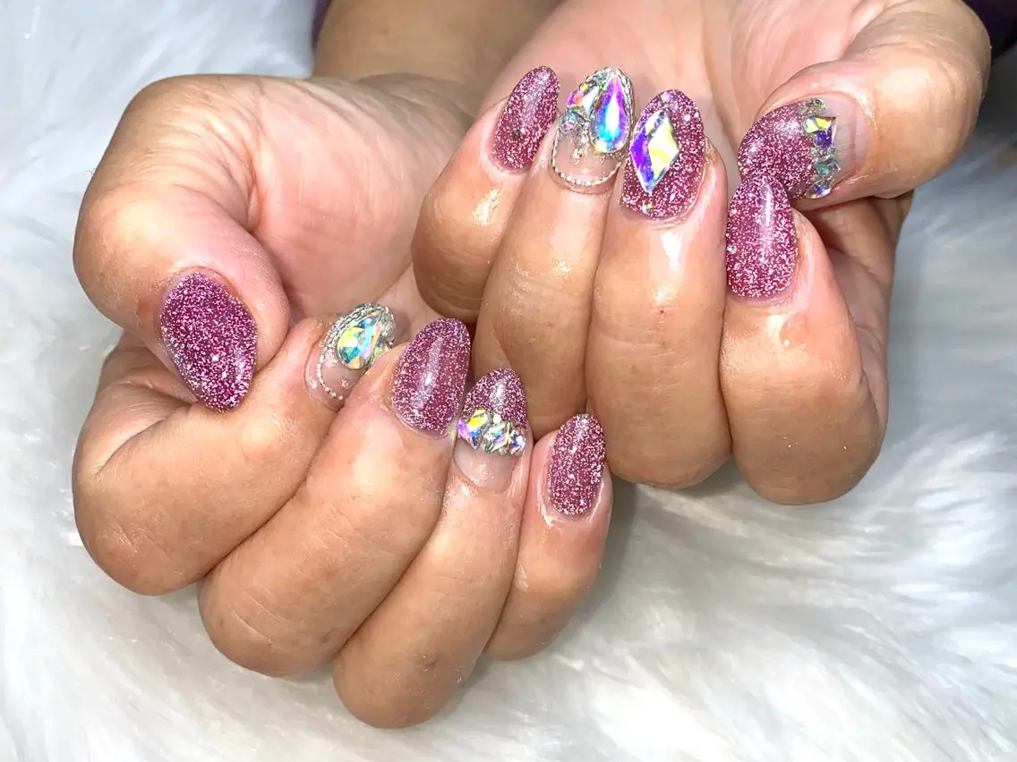 ネイル フラッシュネイル キラキラネイル ハンドネイル nailsalon e'clatのネイルデザイン