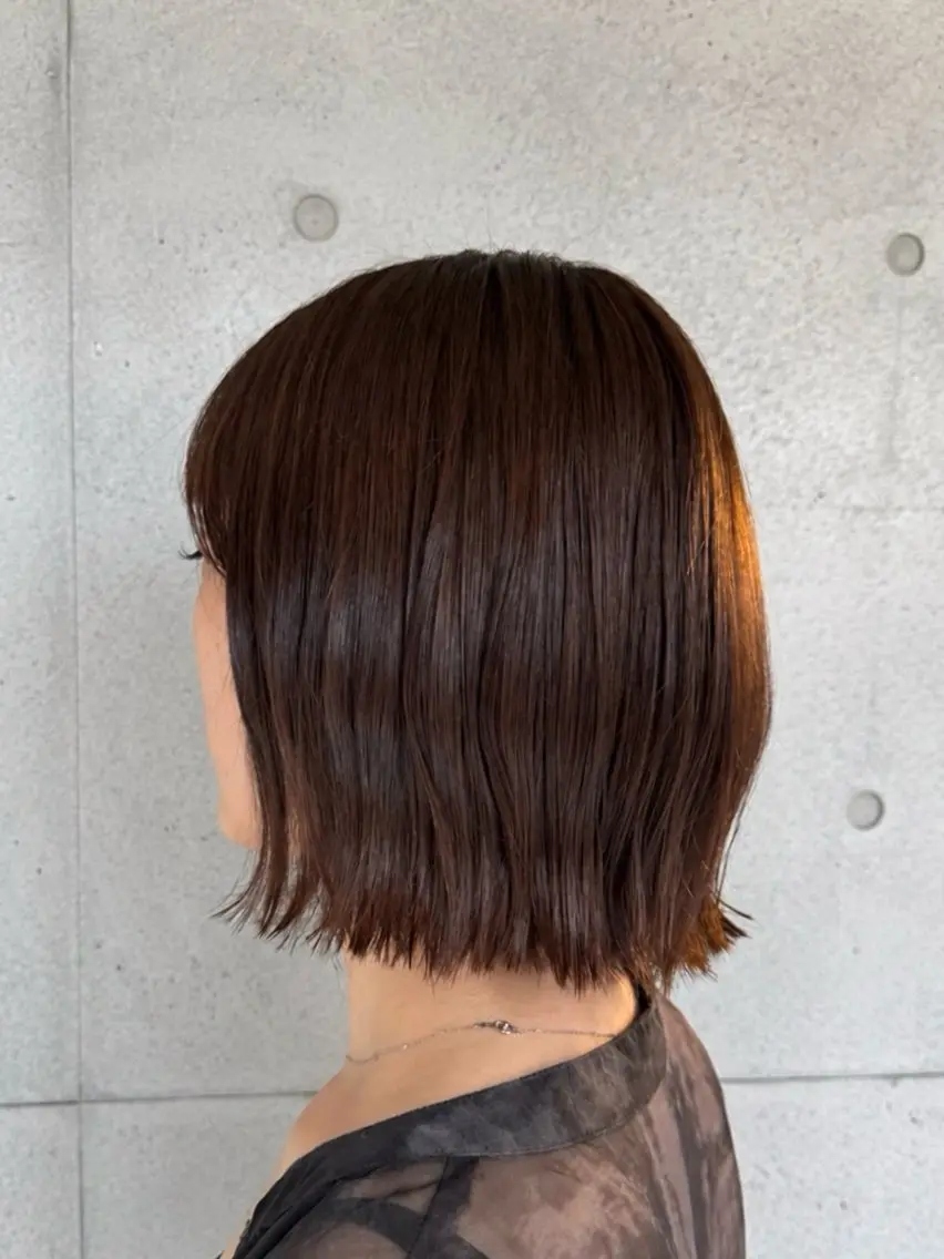 ミディアム ボブ くびれヘア カット ヘアカラー トリートメント 岩城 由佳のヘアスタイル