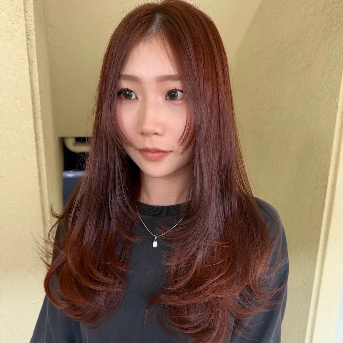 セミロング カラー カット ヘアカラー トリートメント レイヤー/縮毛矯正/ 暖色/mao🎀のヘアスタイル