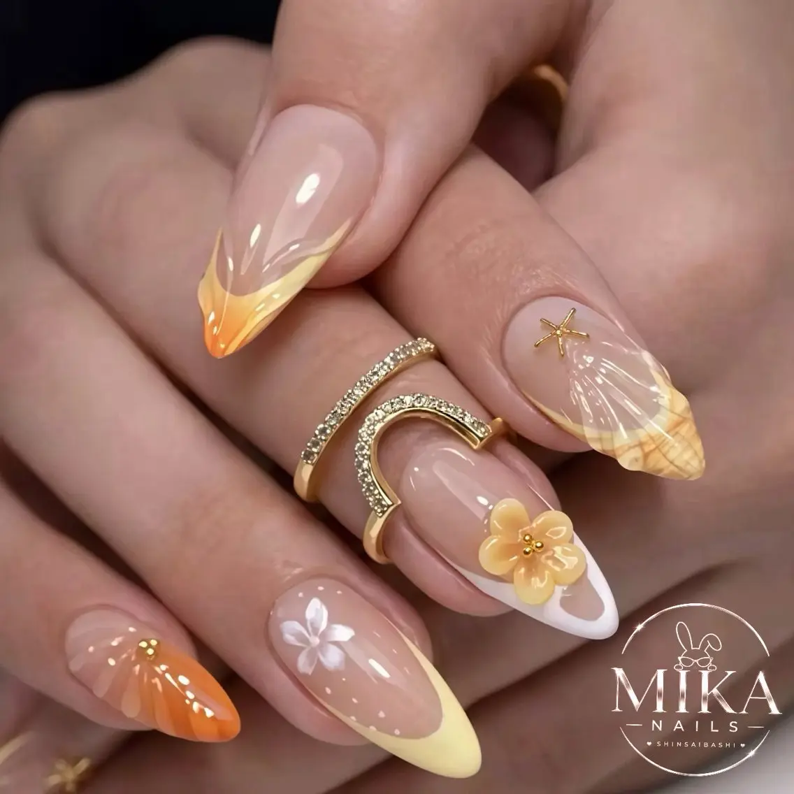 ネイル フレンチネイル 韓国ネイル ロングネイル マグネットネイル ネイルチップ ハンドネイル ハンドケア ちみ＿Mika Nails 心斎橋のネイルデザイン