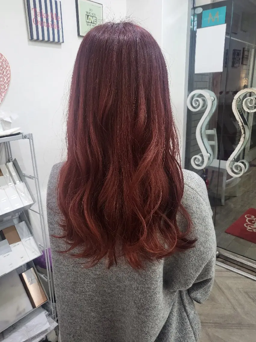 ロング カラー ヘアアレンジ ボルドーカラー ナカシマ  アユミのヘアスタイル