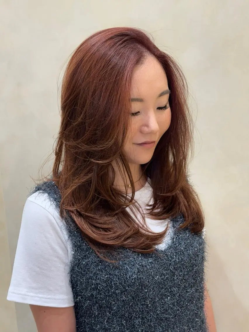 ロング 韓国風ヘア レイヤーカット カット ヘアカラー トリートメント 酸性ストレート 青木優磨のヘアスタイル