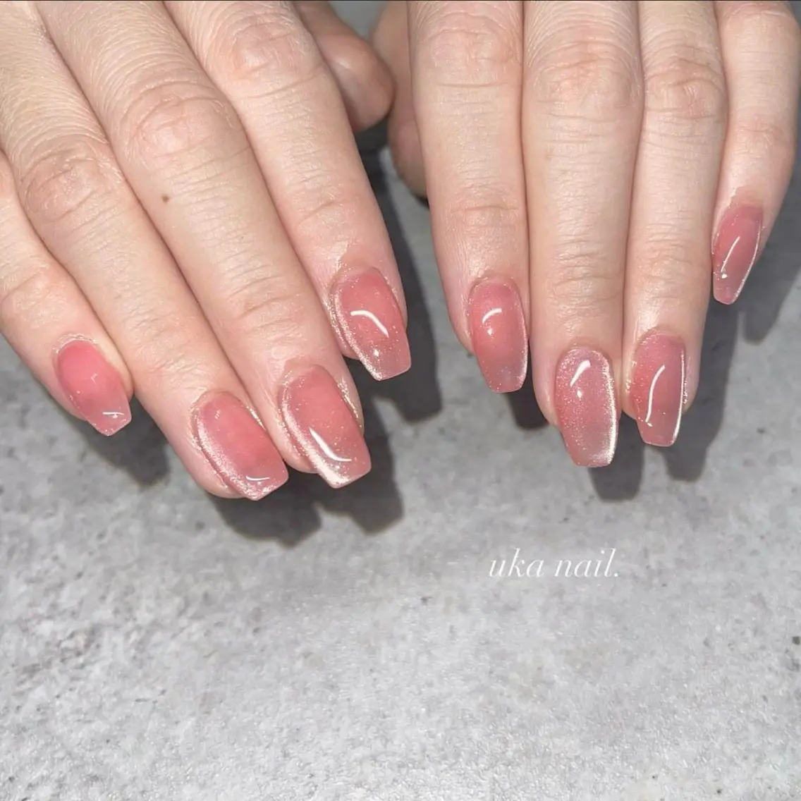 ネイル マグネットネイル ピンク uka nailのネイルデザイン