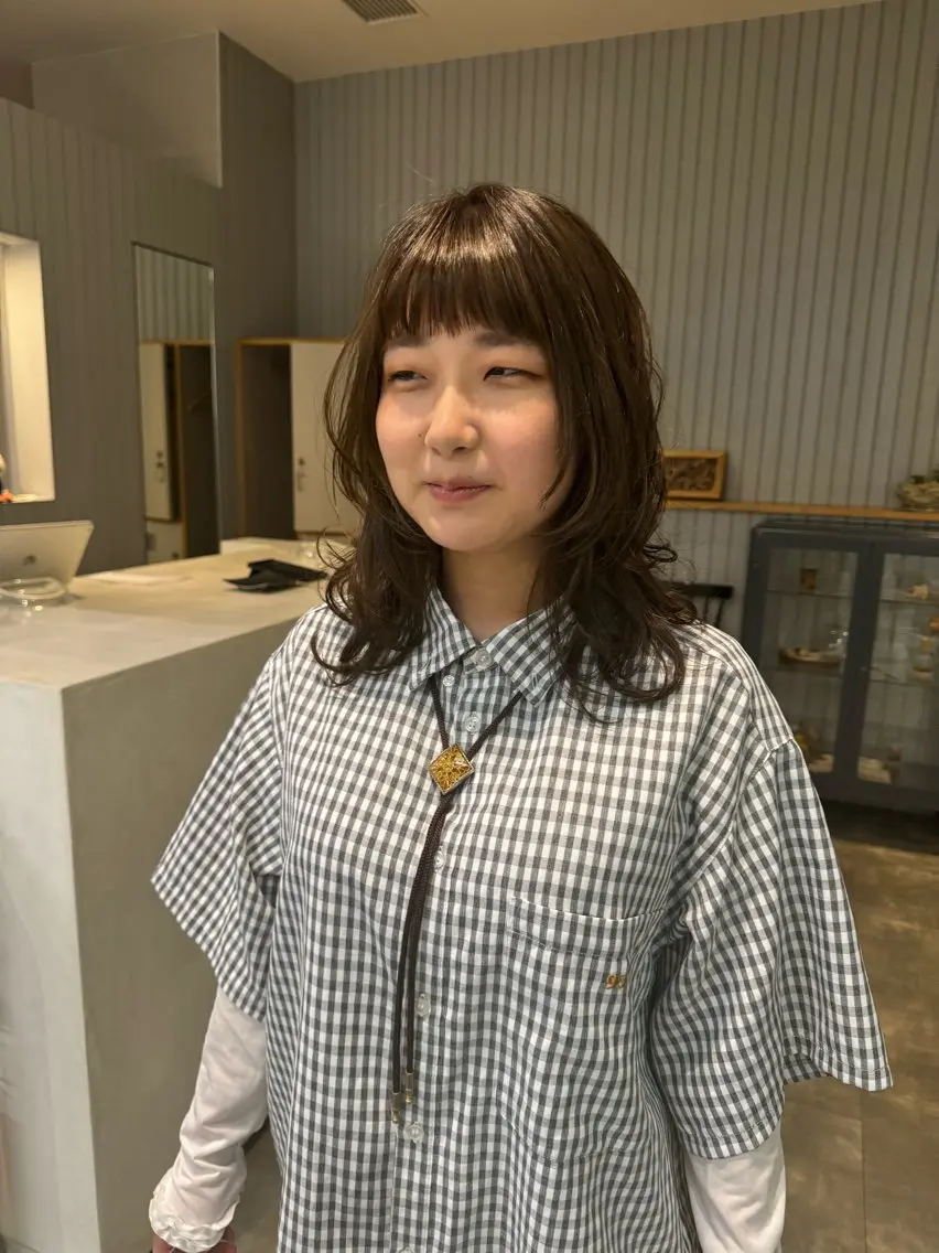 セミロング パーマ セミロングパーマ 加藤 真由のヘアスタイル