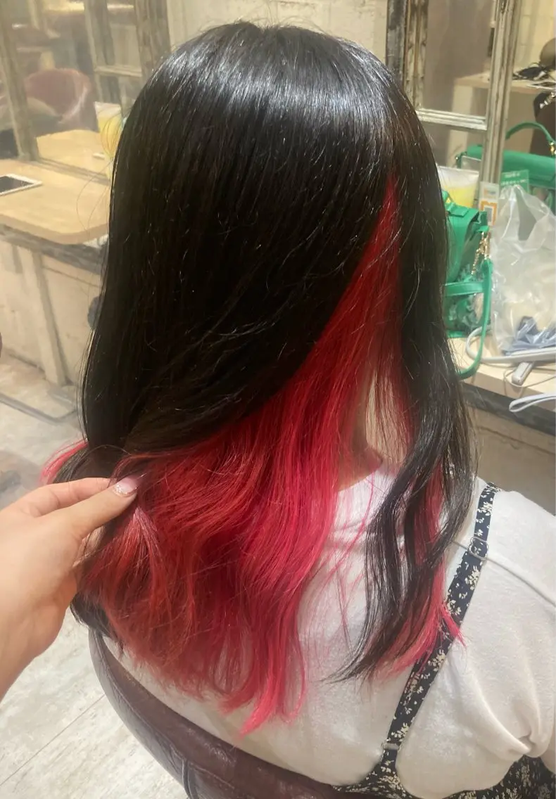 セミロング カラー レッドカラー ブリーチモデル大募集 ♡Manamiのヘアスタイル