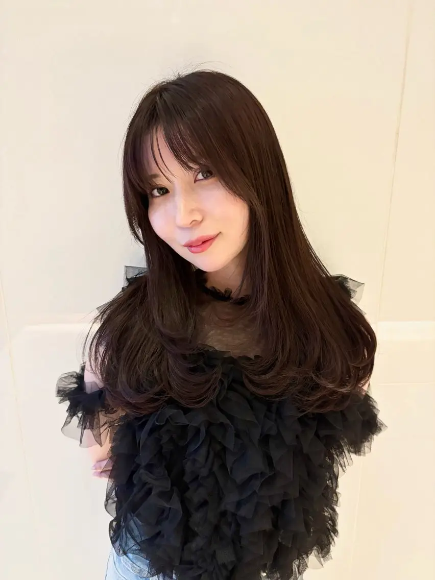 ロング 顔周りカット レイヤーカット Ayano🎀似 合わせ×透明感🎀のヘアスタイル