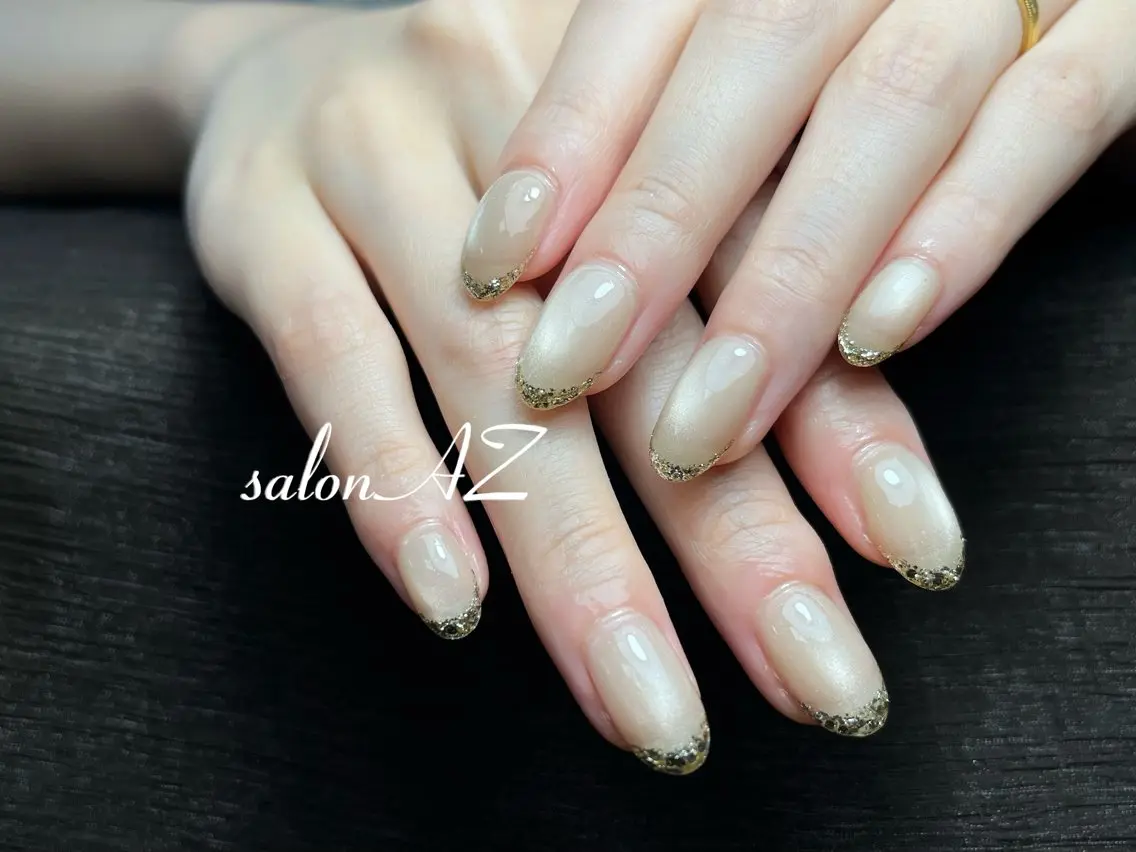 ネイル 長さ出し フットネイル フレンチネイル ジェルネイル マグネットネイル salon AZのネイルデザイン
