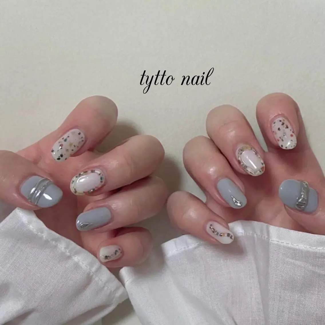 ネイル ミラーネイル ぷっくりネイル 夏ネイル tytto nail ❤︎‪‪eri‪‪のネイルデザイン