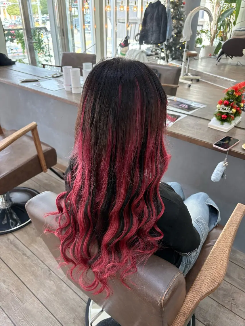 ロング カラー 編み込みエクステ エクステ ヘアカラー エクステ WEST OLAND 黒坂佳乃のヘアスタイル