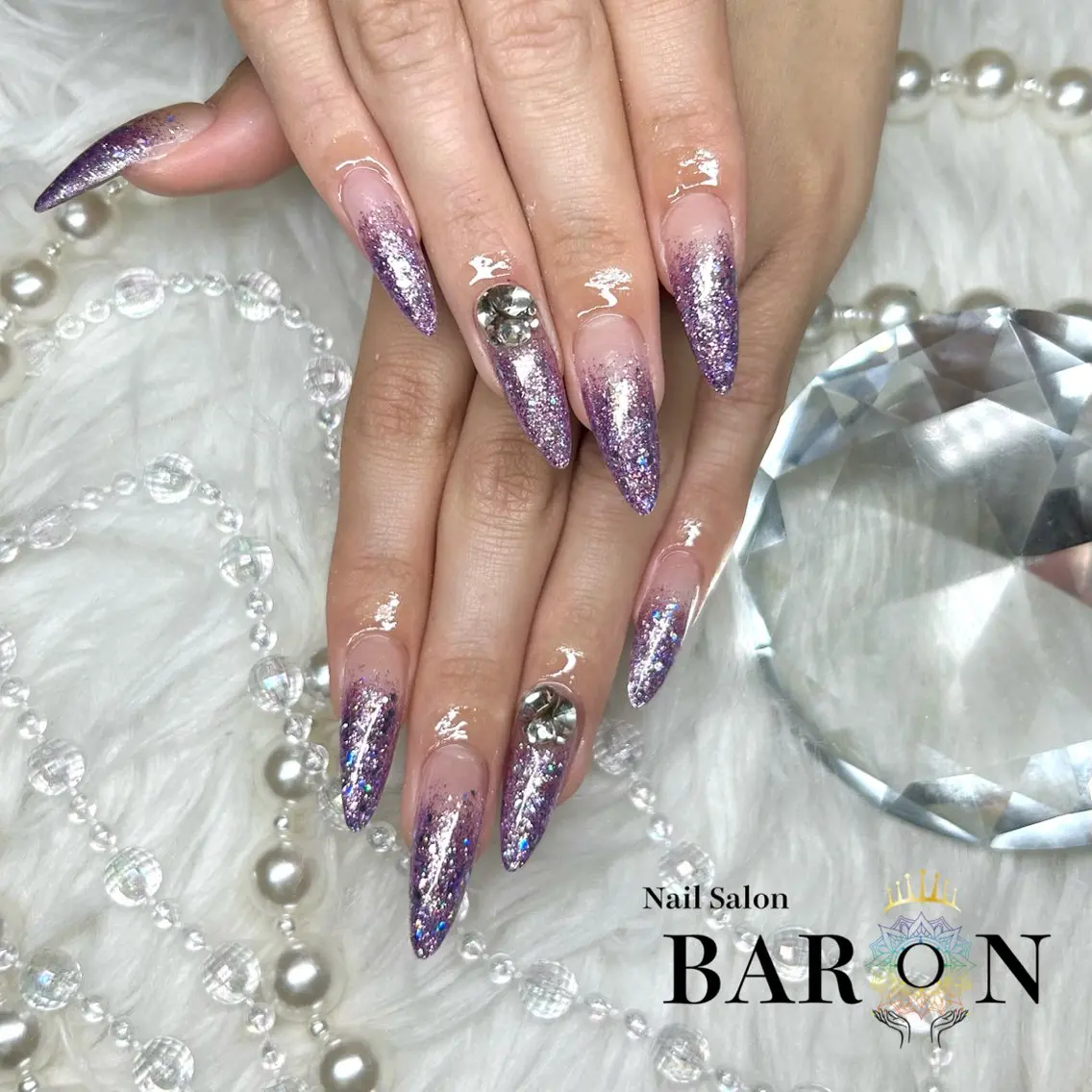 ネイル ラメ(グリッター) ラメグラデーション ハンドネイル ♛︎BARON♛︎ SUMIRE.のネイルデザイン