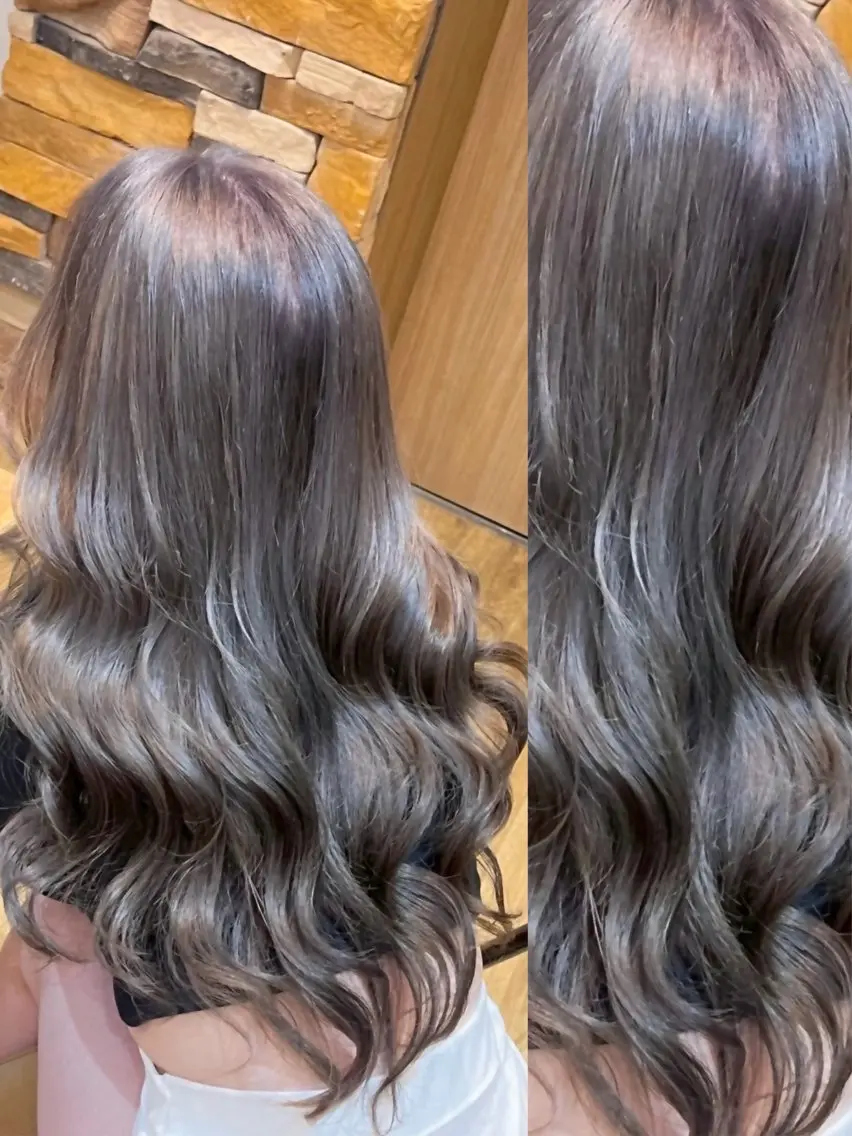 ロング カラー ヘアカラー トリートメント 👑髪質改善Wカラー 👑アユカのヘアスタイル