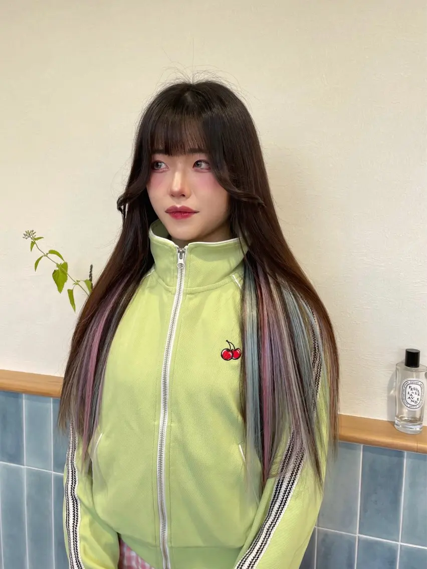 ロング カラー ヘアカラー エクステ 大阪韓国ヘア 🦋RINKAのヘアスタイル