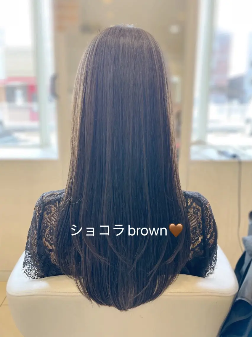 ロング カラー ブラウンカラー ショコラブラウン LiTA 浜線店 かなえみゆうのヘアスタイル