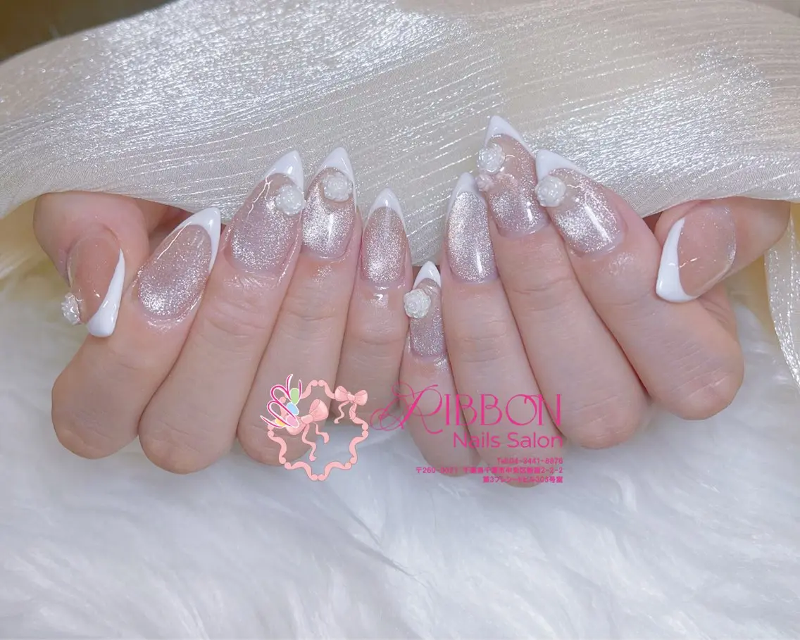 ネイル チークネイル フットネイル フレンチネイル グラデーション 韓国ネイル ハンドネイル Ribbonnail salonのネイルデザイン