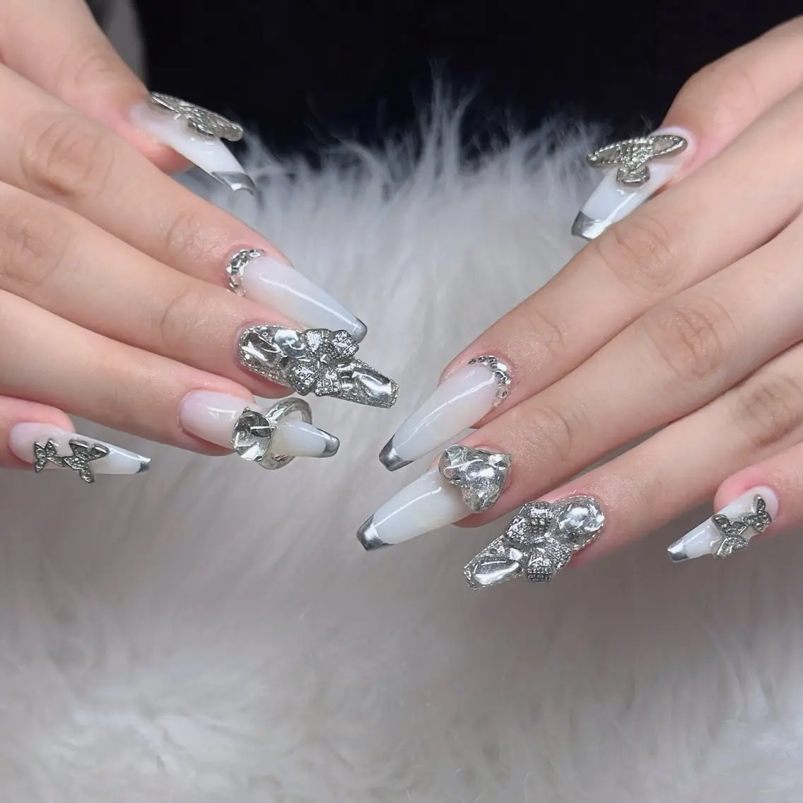 ネイル ロングネイル マグネットネイル リボン 夏ネイル スーパーロングネイル Hani Nail XUKAのネイルデザイン