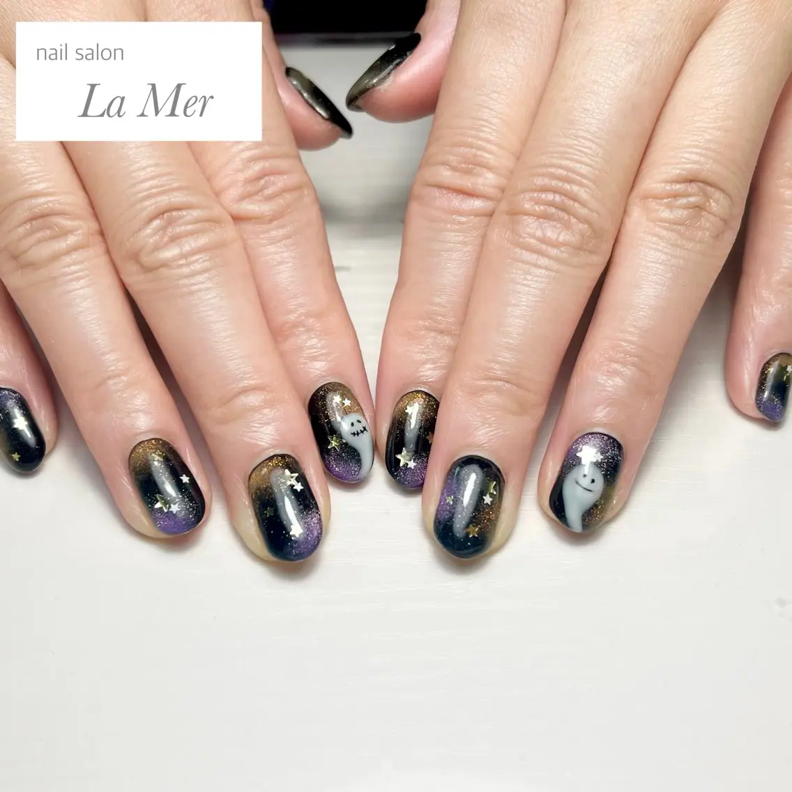 ネイル ハロウィン マグネットネイル ビー玉ネイル 持ち込み nailsalon La Merのネイルデザイン