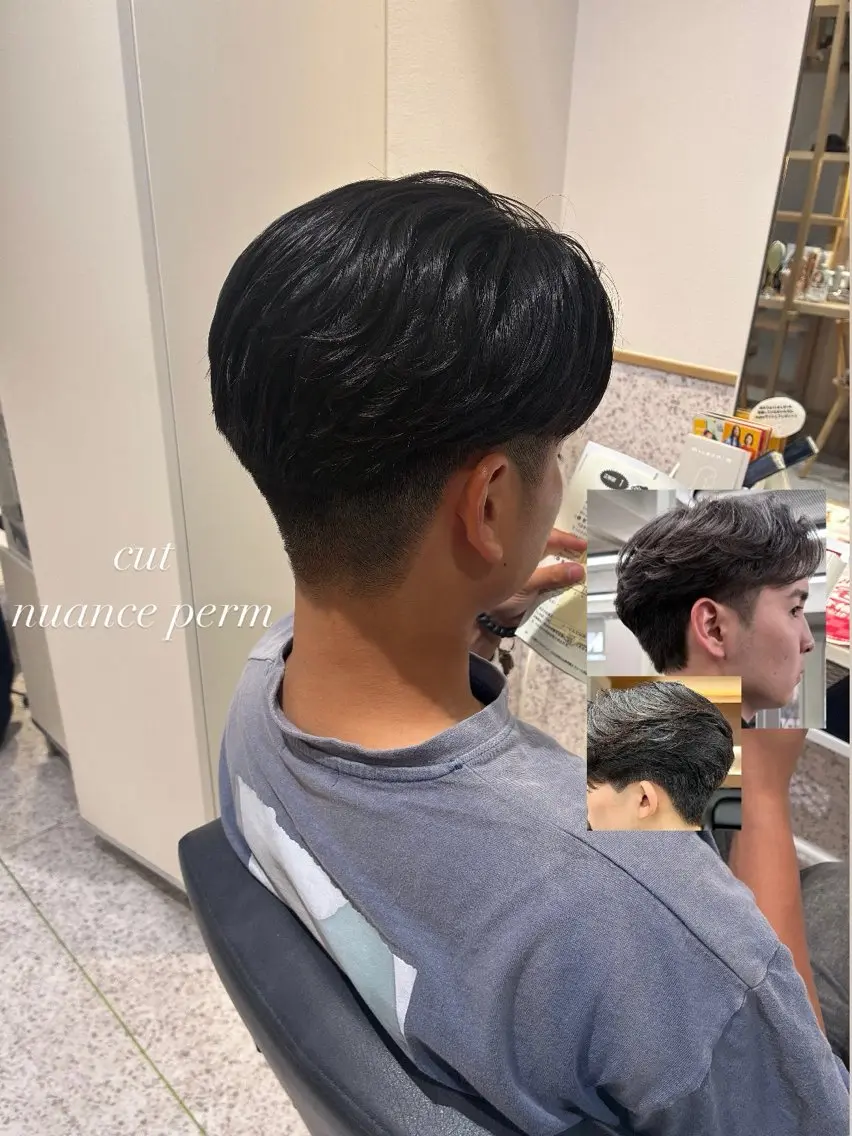 ショート メンズ メンズパーマ レイヤーカット カット パーマ 艶カラー&カット/ ほんだあみ (♡)のヘアスタイル