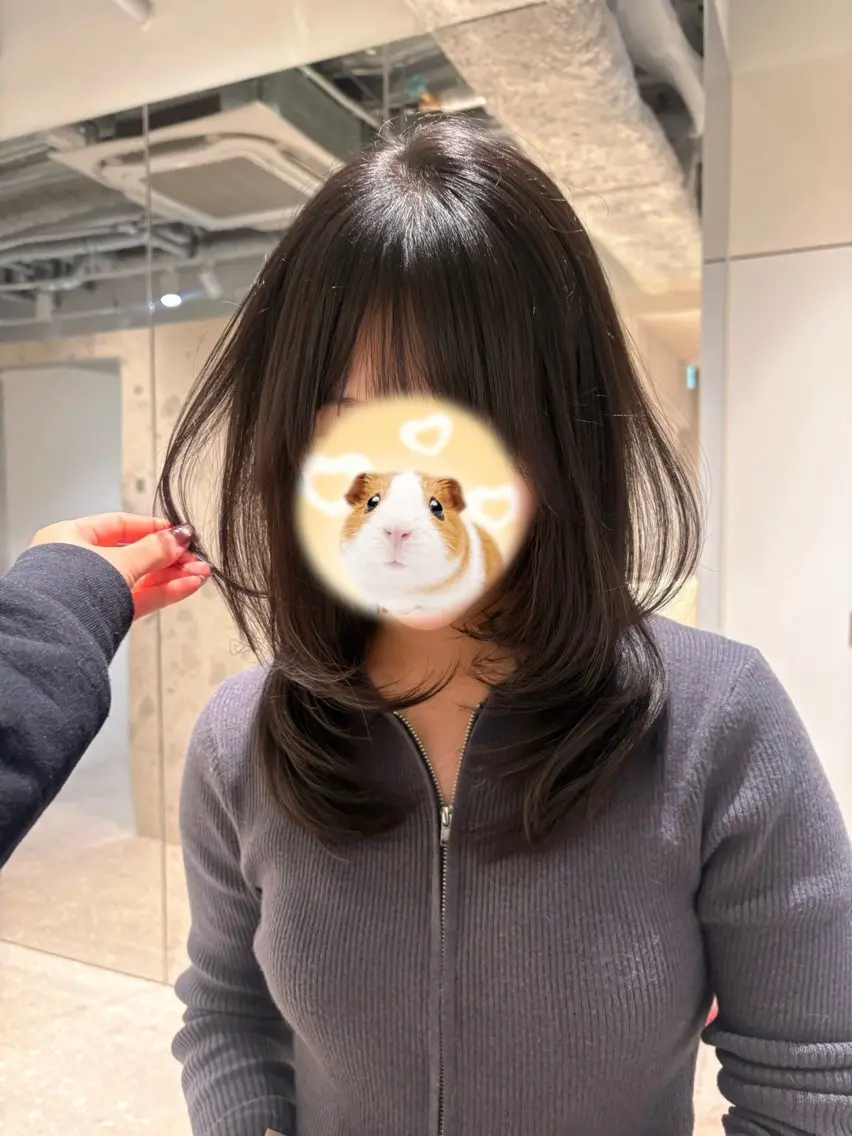セミロング ハイレイヤー 韓国風ヘア レイヤーカット カット ヘアカラー 小顔レイヤー/ 渋谷/KANAのヘアスタイル