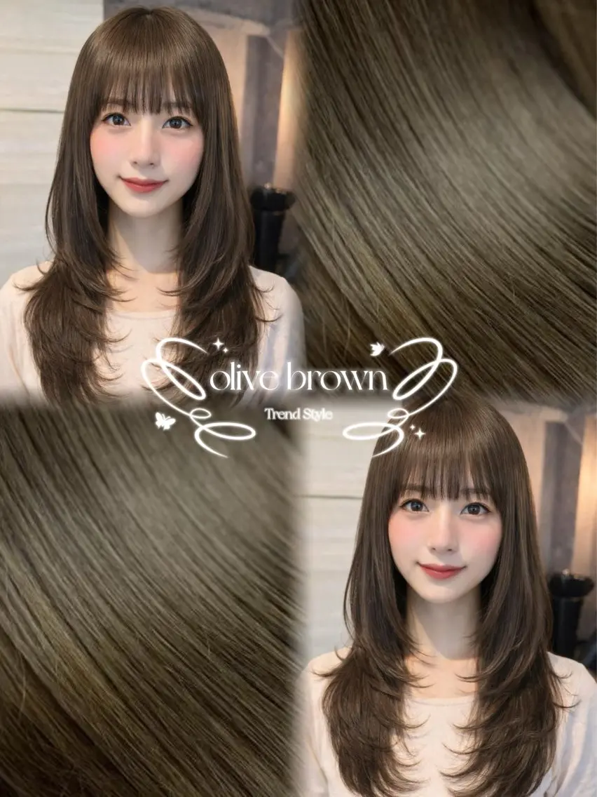 セミロング カラー ブラウンカラー 透明感カラー オリーブブラウン ヘアカラー トリートメント 🍑ももか🍑モデル 様募集中/浦和🦋のヘアスタイル