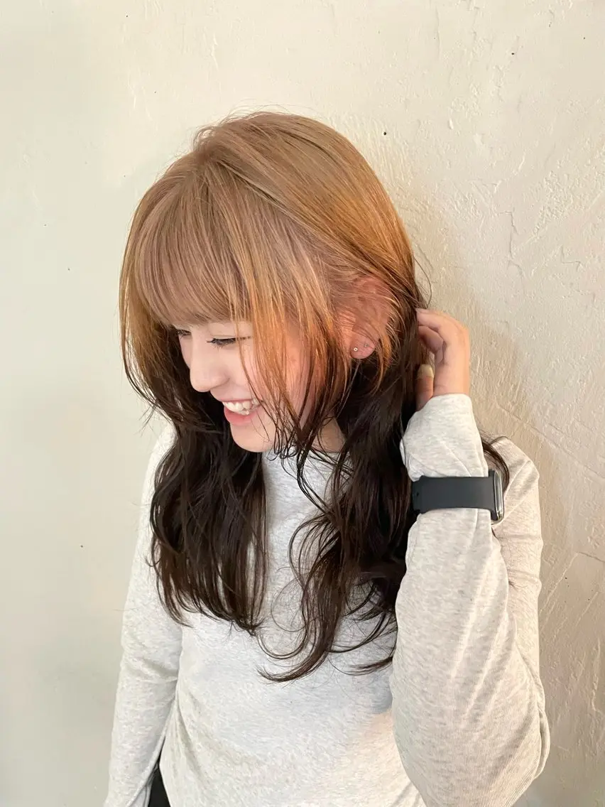 セミロング カラー ベージュカラー ブリーチ ブラウンカラー ヘアカラー デザインカラー💖/ ヘアセット/manaのヘアスタイル