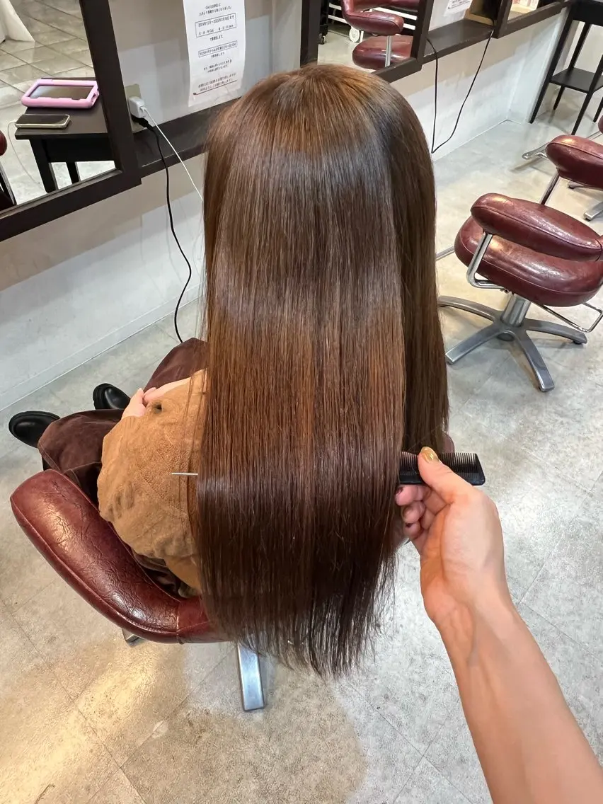 ロング カラー ブラウンカラー ココアブラウン 吉岡 なみのヘアスタイル
