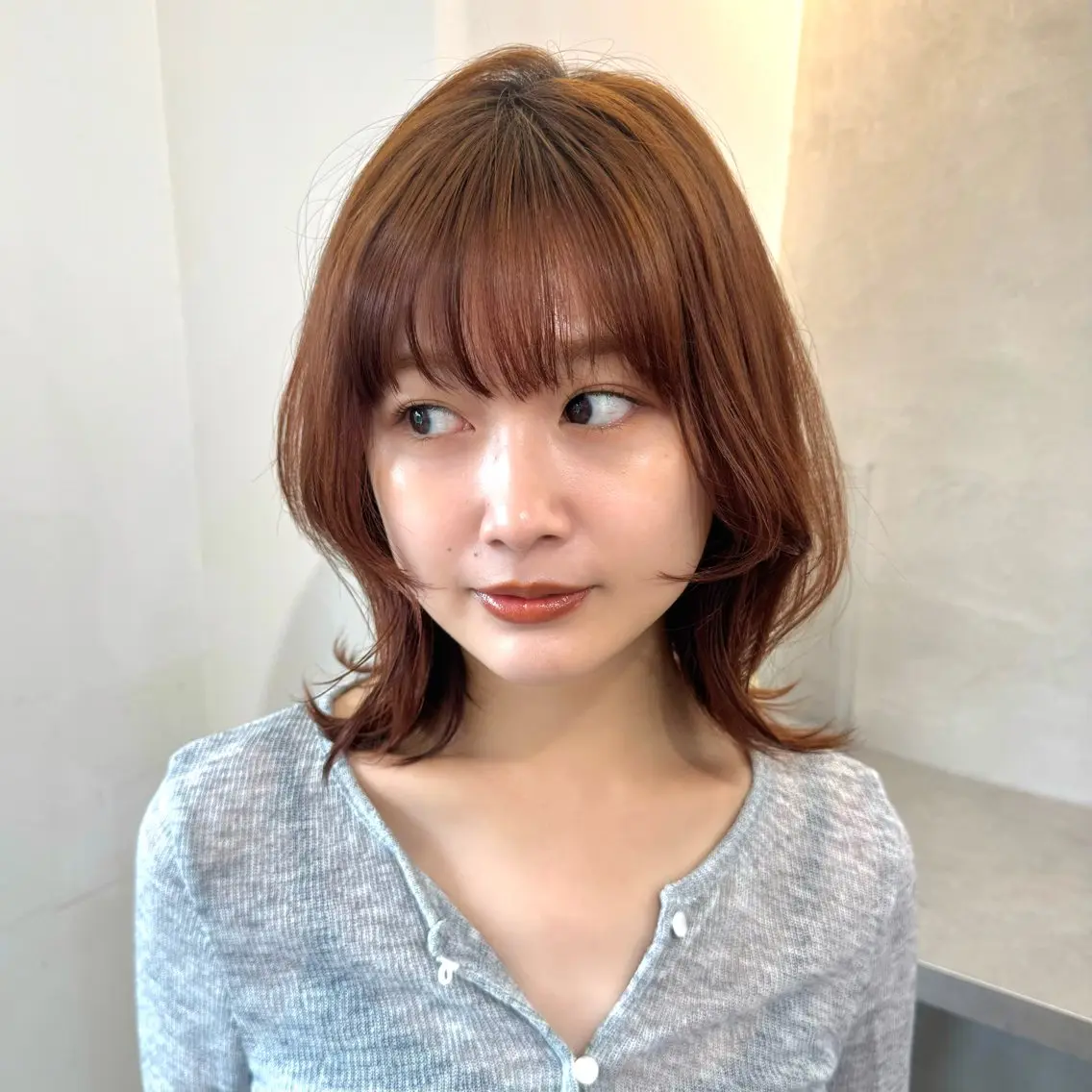 ミディアム カラー ヘアカラー トリートメント 🧡ボブ/うる艶カラ ー🩵　さくら🌸のヘアスタイル