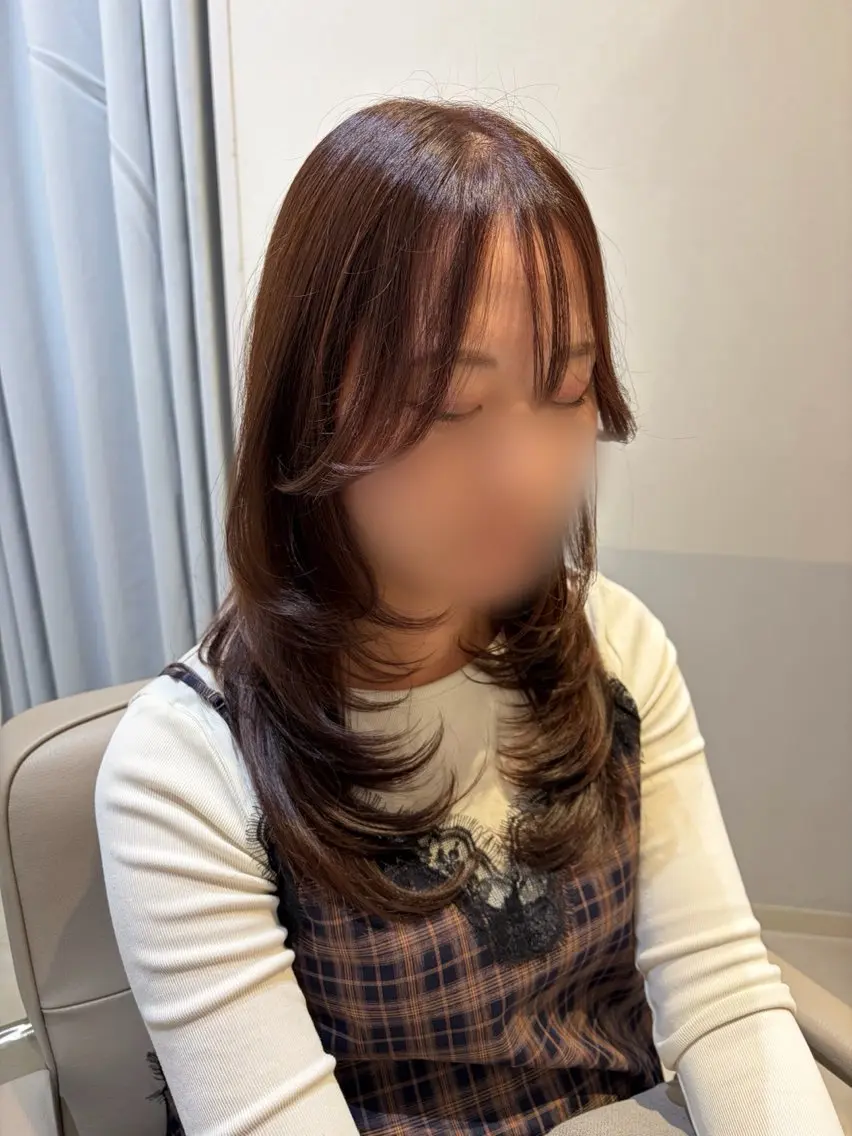 ロング カラー ブラウンカラー ピンクカラー ピンクブラウン ハッシュカット 韓国風ヘア カット ヘアカラー トリートメント ハッシュカット・ 透明感カラー🌷薫のヘアスタイル