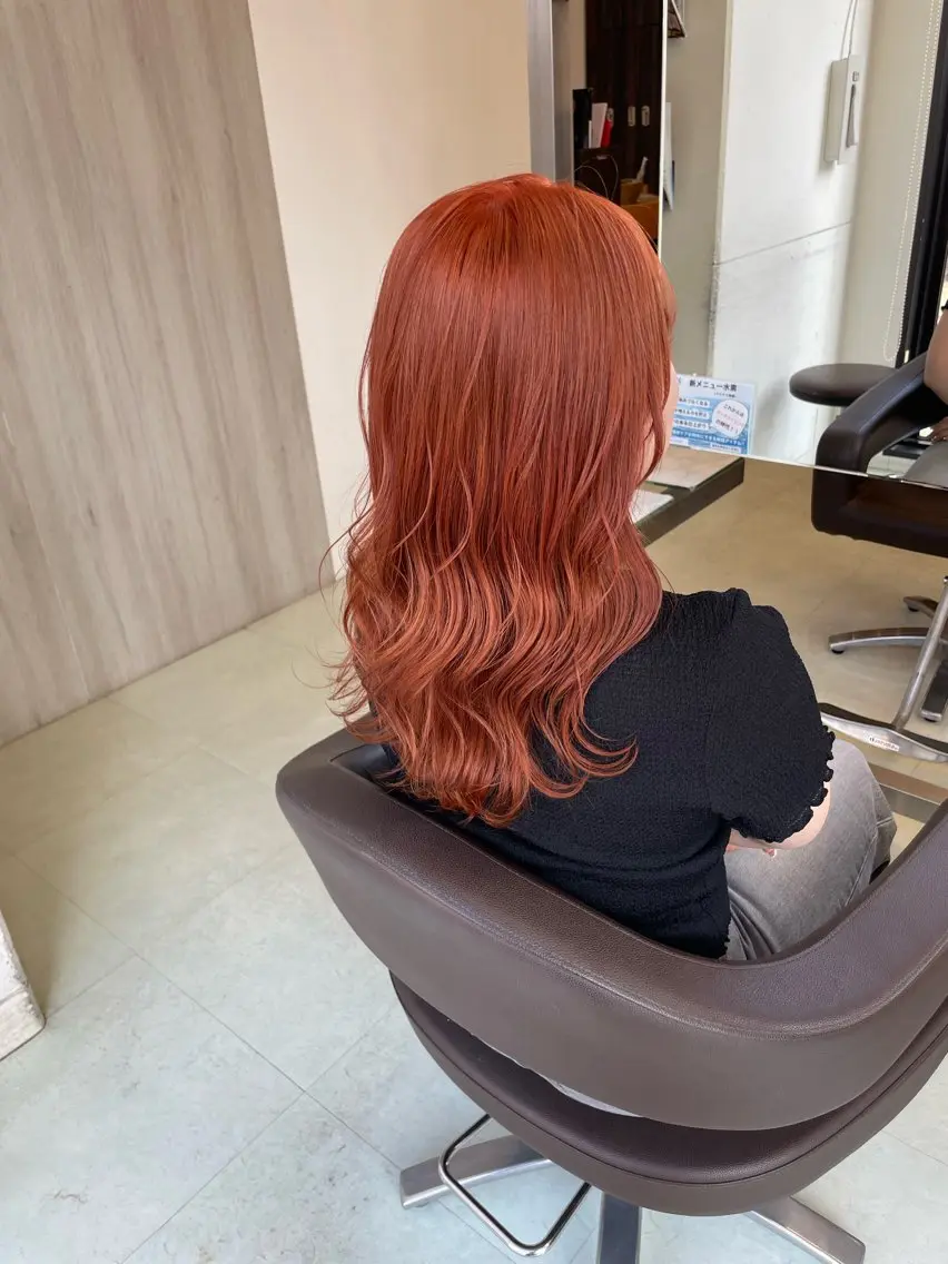 ロング カラー ブリーチ オレンジ ✨似合わせ特化美容師 WILL上村 拳吾のヘアスタイル