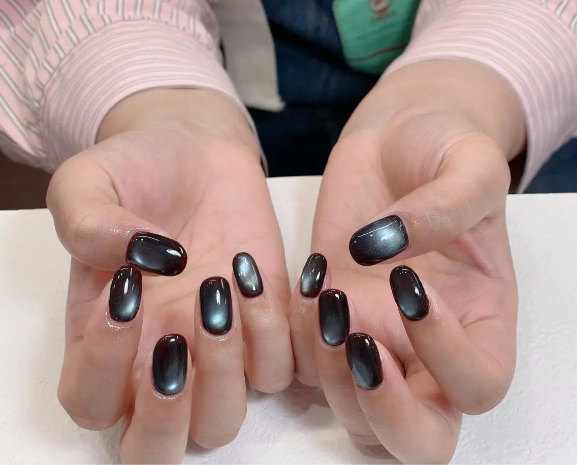 ネイル ボルドー ブラウン チークネイル 長さ出し フレンチネイル 中野駅から2分 MEO NAILのネイルデザイン
