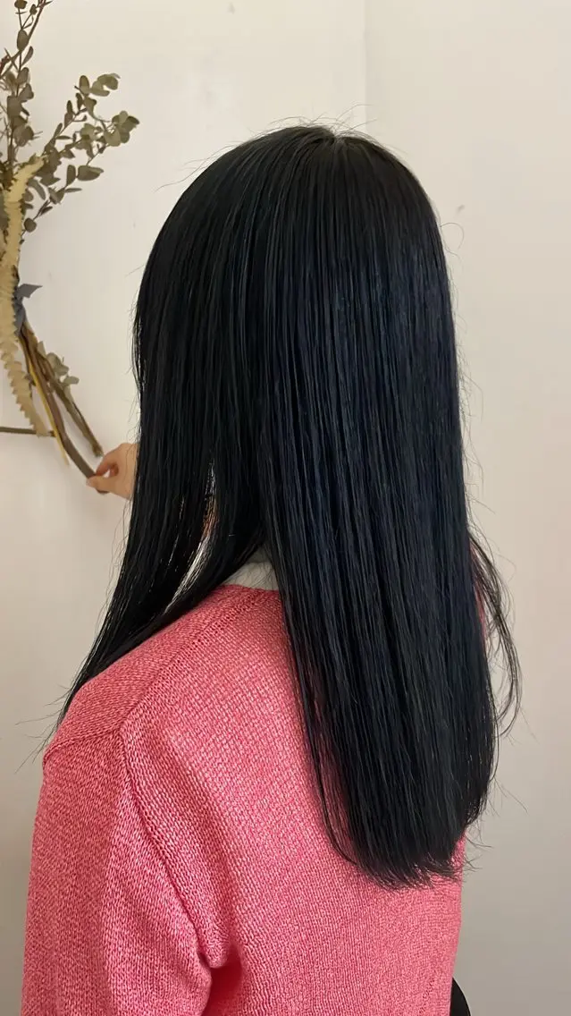 ロング カラー ブルーカラー ネイビーカラー ナギ『kii』 福岡美容室🇰🇷のヘアスタイル