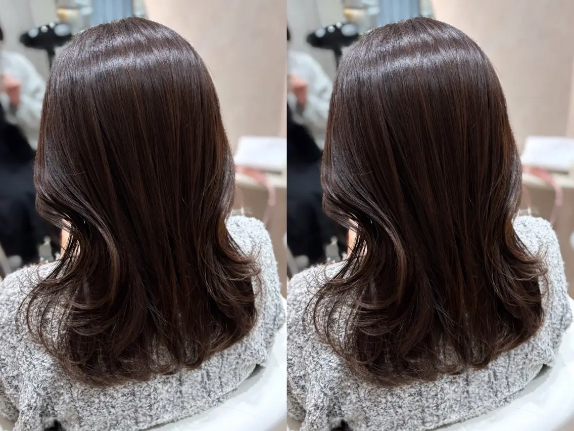 セミロング カット ヘアカラー トリートメント 上品♡韓国レイヤー 🤍のの🤍のヘアスタイル