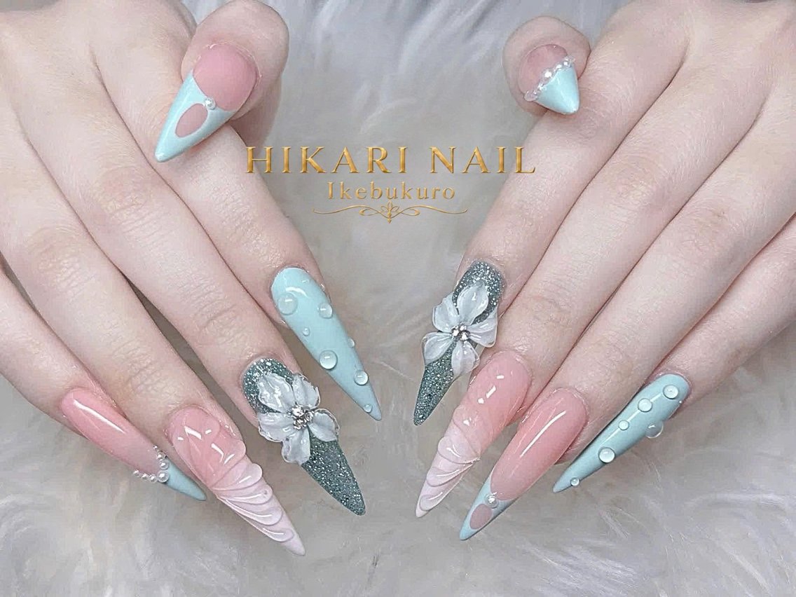 ネイル チークネイル 長さ出し フレンチネイル ガーリー ハロウィン ハンドネイル HikariNail Ikebukuroのネイルデザイン