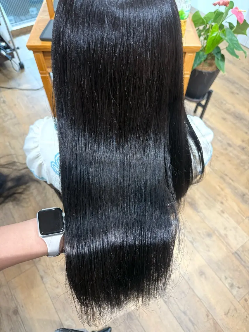 ロング カラー ブリーチ ブルーカラー ブラウンカラー ブリーチなしカラー ✨艶髪✨ 奈須晴香のヘアスタイル