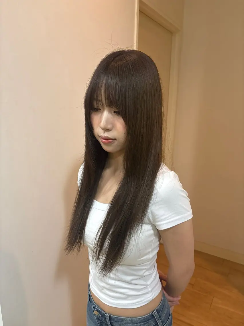 ロング カラー ブラウンカラー チョコレートブラウン ヘアカラー 水江 基のヘアスタイル
