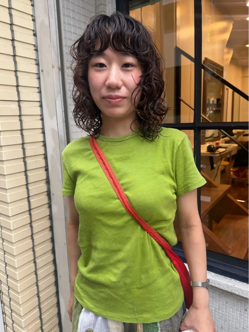 ミディアム パーマ ミディアムパーマ レイヤーカット カット パーマ トリートメント しずく/Lilu/ 博多美容室のヘアスタイル