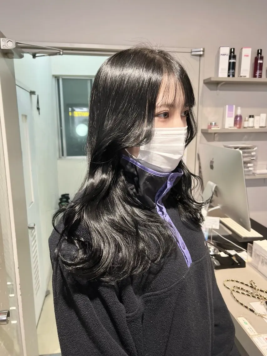 ロング カラー パーマ ヘアアレンジ メンズ 上品＆韓国風 🥀海心🥀のヘアスタイル
