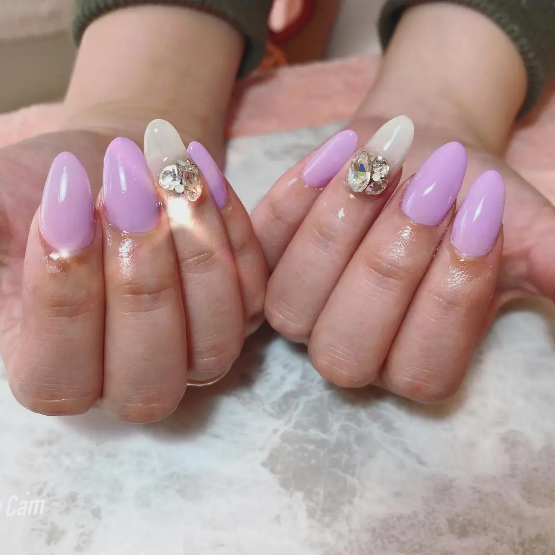 ネイル ワンカラーネイル パステルネイル パープル スカルプネイル 春ネイル ハンドネイル Era nailのネイルデザイン