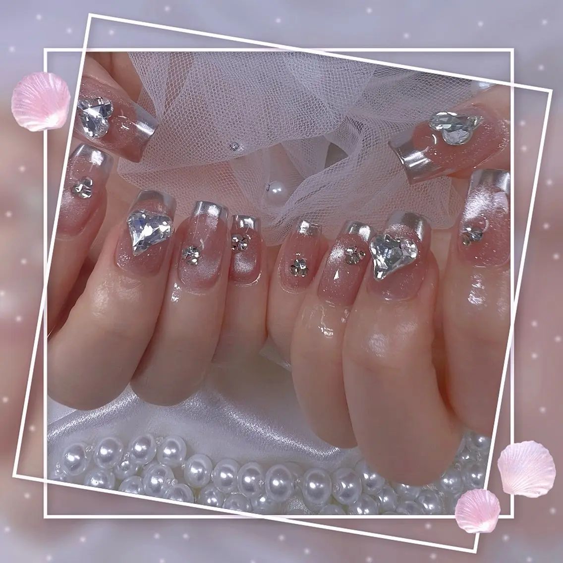 ネイル チークネイル ガーリー グラデーション マグネットネイル ピンク ハンドネイル ハンドケア Chill Nailsalonのネイルデザイン