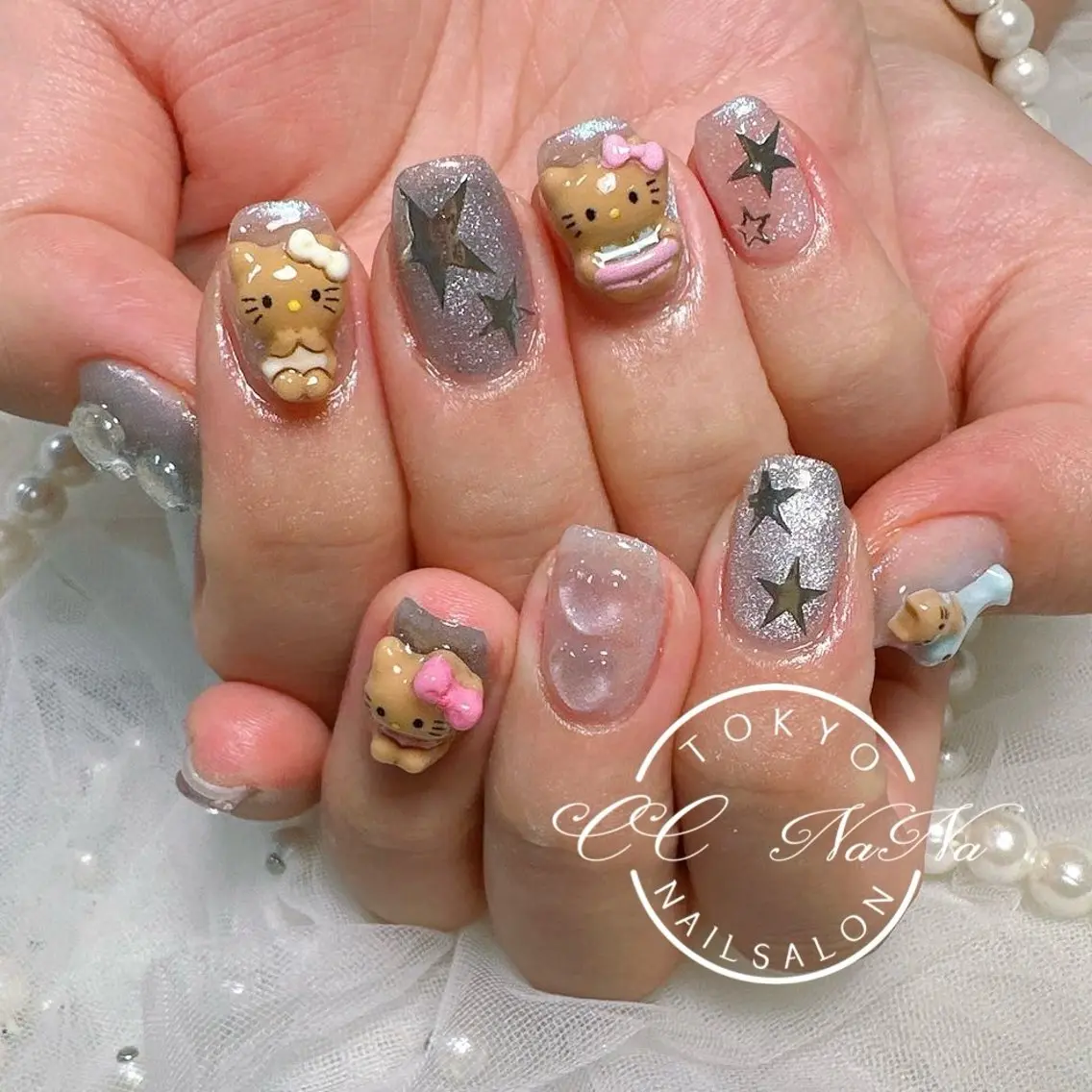 ネイル アートネイル チークネイル フラッシュネイル ハート キラキラネイル ハンドネイル 💎CC・NaNa 韓国風ネイル🌙Cのネイルデザイン