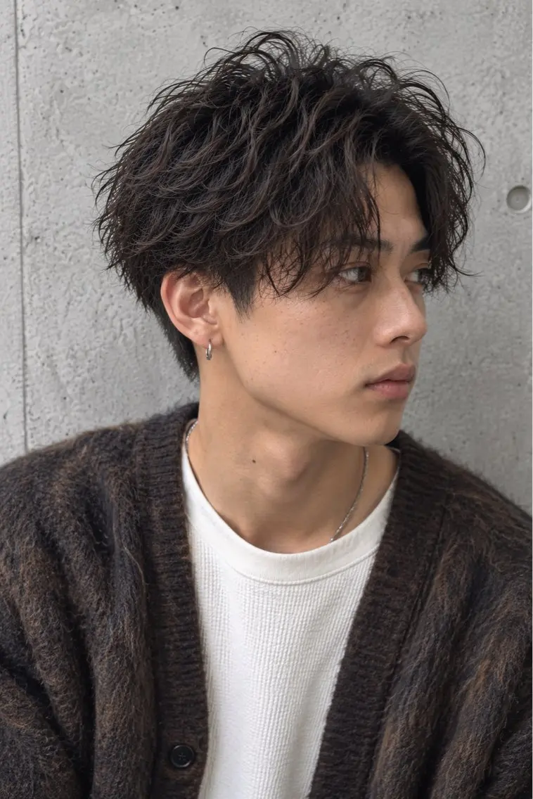 ミディアム パーマ メンズ カット パーマ ORI. men’s hairのヘアスタイル