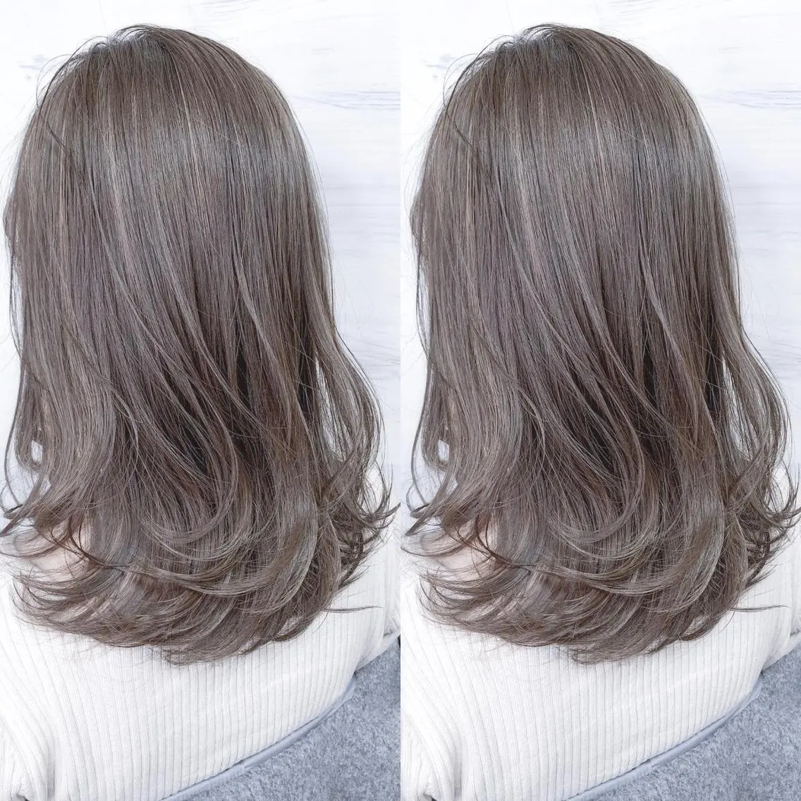 ミディアム カラー 透明感カラー グレージュ ハイライトカラー ハイライト ヘアカラー BOX mico.のヘアスタイル