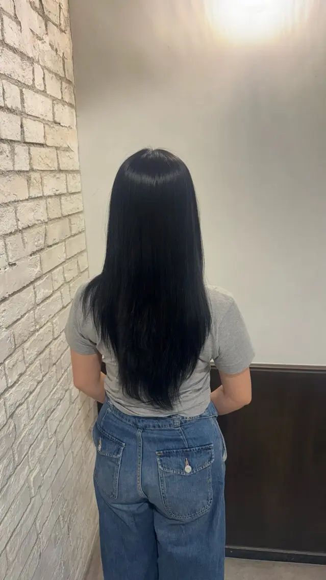 カラー 黒髪 ブルーカラー ブルーブラック ヘアカラー Luce川崎 sayaのヘアスタイル