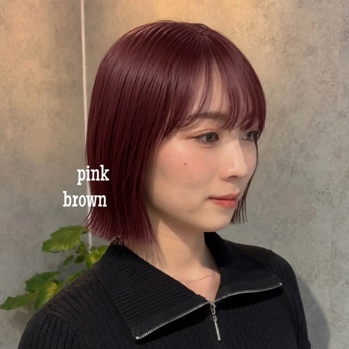 ミディアム カラー ブラウンカラー ラベンダーカラー ラベンダーブラウン ピンクカラー レッドカラー カット ヘアカラー トリートメント 暖色カラー/パラッと Bob/モエのヘアスタイル