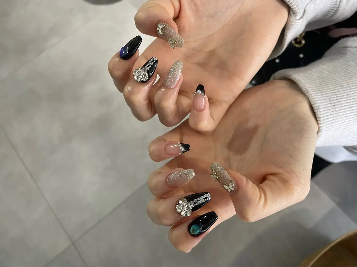 ネイル フラッシュネイル フレンチネイル レース ハンドネイル SSF_ SONOのネイルデザイン