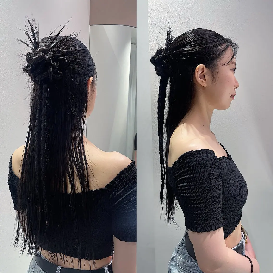 ロング ヘアアレンジ ハーフアップ 佐野 えり奈のヘアスタイル